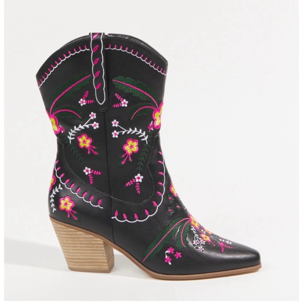 Embroidered Mid Calf Wide With Boots